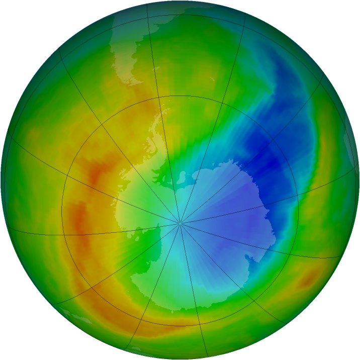 Antarctic ozone map for 14 November 1989